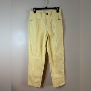 A New Day Light Yellow Faux Leather Straight Leg Pants NWOT